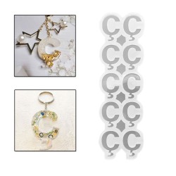 Epoksi Çoklu Silikon Kalıp Ç Harfi (Düz) Anahtarlık Reçine Seri Döküm Kalıbı 4.5 CM 10 Lu