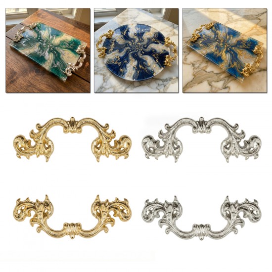 Barok Desenli Vintage Stil Lüks Tepsi ve Sunum Kulpu 9 CM (2 Adet)