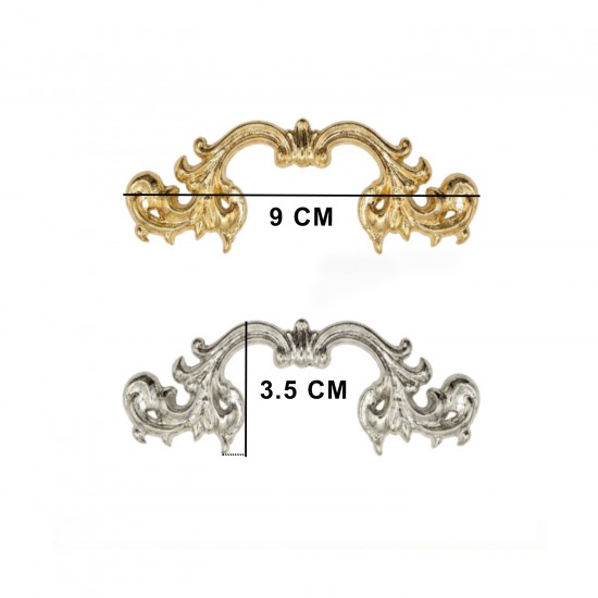 Barok Desenli Vintage Stil Lüks Tepsi ve Sunum Kulpu 9 CM (2 Adet)