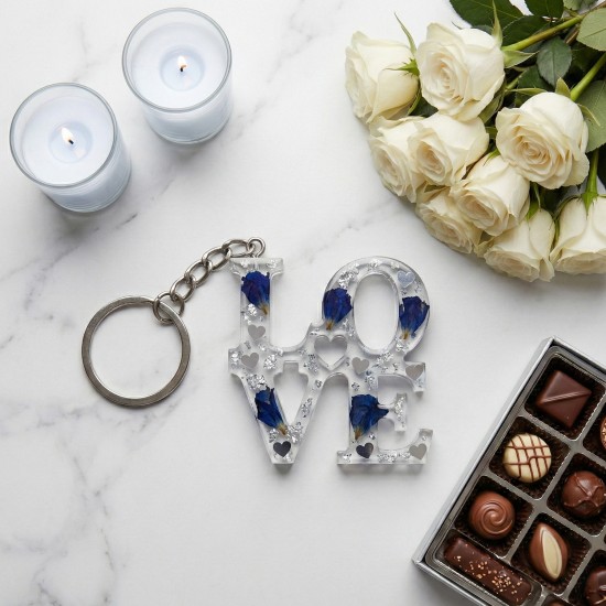 Epoksi Sevgililer Gününe Özel Love Yazılı Anahtarlık Kalıbı 6 Lı