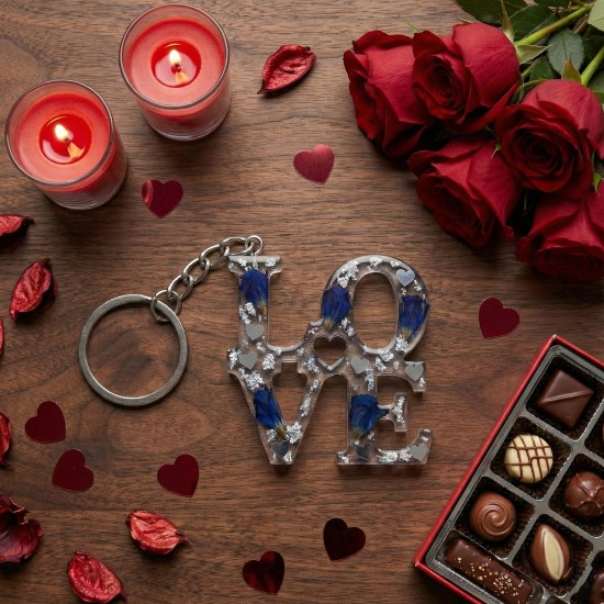 Epoksi Sevgililer Gününe Özel Love Yazılı Anahtarlık Kalıbı 6 Lı