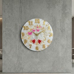 Epoksi Kelebek ve Kuş Desenli Rakamlı Saat Kalıbı 30 CM