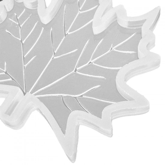 Epoksi Damar Detaylı Çınar Yaprağı Bardak Altlığı Kalıbı 13 CM