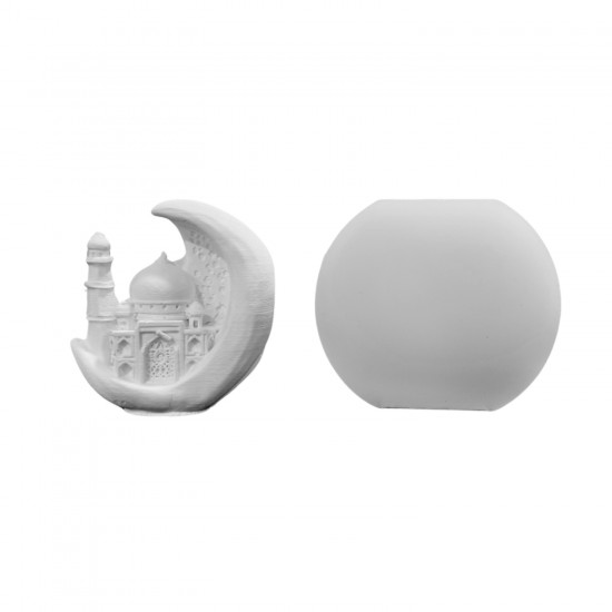 Silikon 3D Ay Hilal İçinde Cami Model Taş Tozu Kalıbı