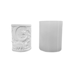 Silikon 3D Ay Hilal ve Cami Motifli Taş Tozu ve Mum Kalıbı