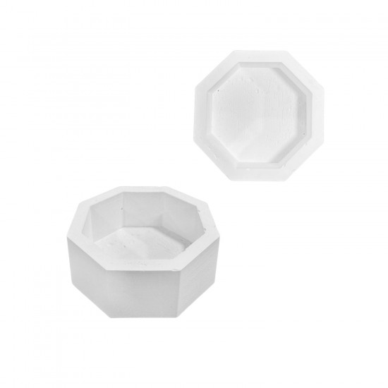 Silikon 3D Çokgen Kenarlı Taş Tozu Saksı ve Mumluk Kalıbı