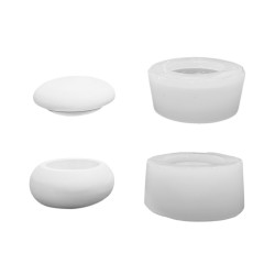Silikon 3D Minimal Kapaklı Yuvarlak Taş Tozu Mumluk Kalıbı