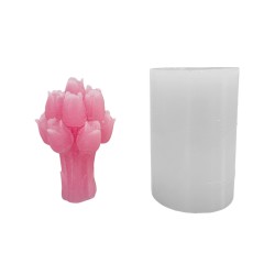 Silikon 3D Lale Buketi Mum Kalıbı