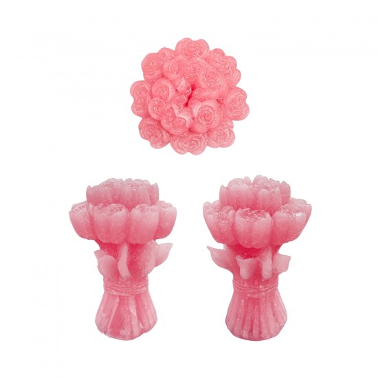 Silikon 3D 13 Güllü Çiçek Buketi Mum Kalıbı