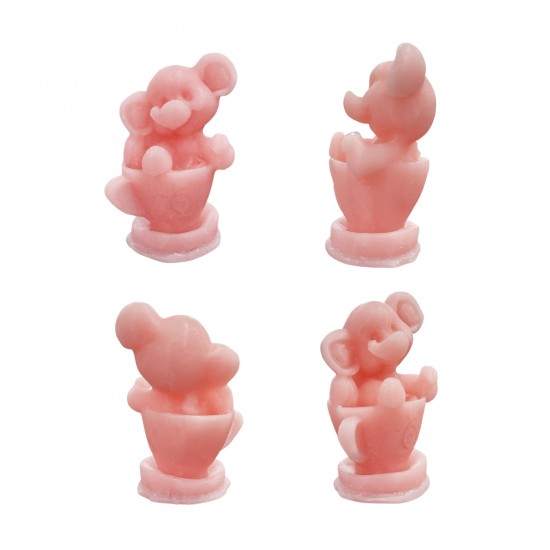 Silikon 3D Fincanın İçine Oturmuş Sevimli Fil Mum Kalıbı