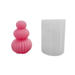 Silikon 3D 3 Katlı Çizgili Top Mum Kalıbı