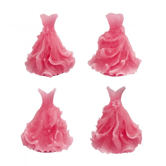 Silikon 3D Çiçekli Balo Elbisesi Mum Kalıbı