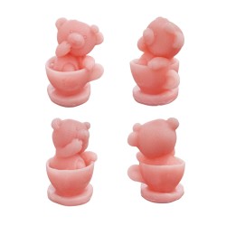 Silikon 3D Fincan İçine Oturmuş Sevimli Ayıcık Mum Kalıbı