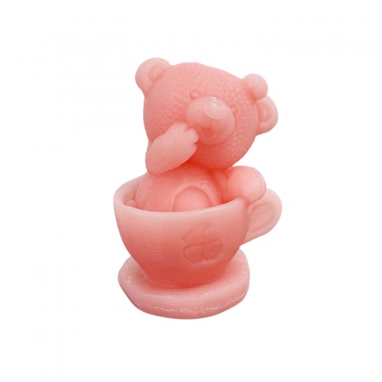 Silikon 3D Fincan İçine Oturmuş Sevimli Ayıcık Mum Kalıbı