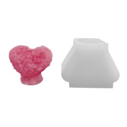 Silikon 3D Ayaklı Pıtırcıklı Love Yazılı Kalp Mum Kalıbı