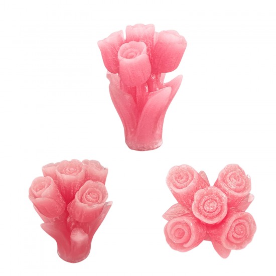 Silikon 3D 5 Güllü Çiçek Buketi Mum Kalıbı