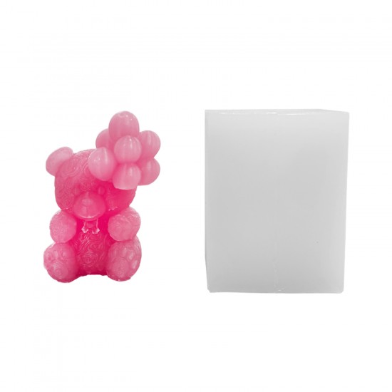 Silikon 3D Balonlu Sevimli Ayıcık Mum Kalıbı