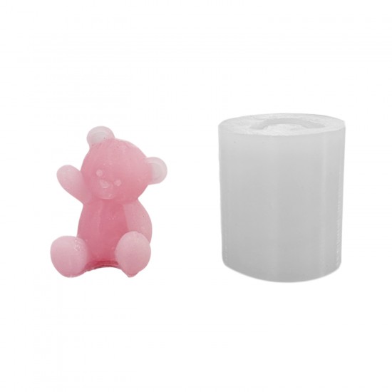 Silikon 3D El Sallayan Sevimli Ayıcık Mum Kalıbı