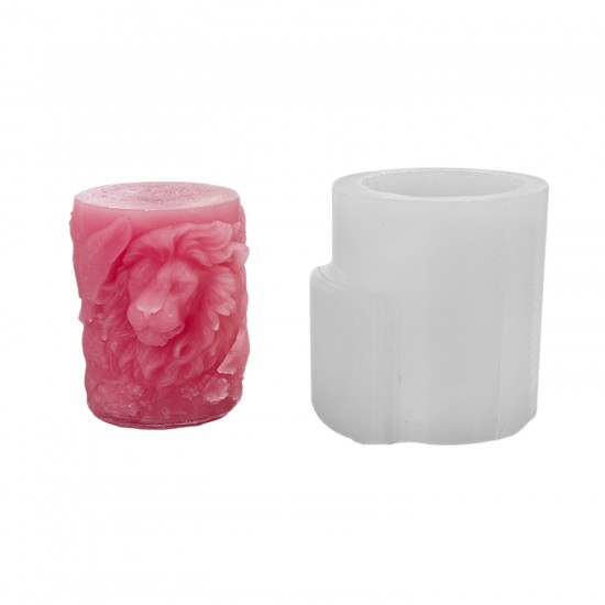 Silikon 3D Kabartmalı Aslan Şeklinde Sütun Mum Kalıbı