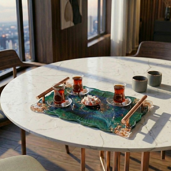 Epoksi Dikdörtgen Dalgalı Söz ve Nişan Tepsisi Kalıbı 29.5x20 CM