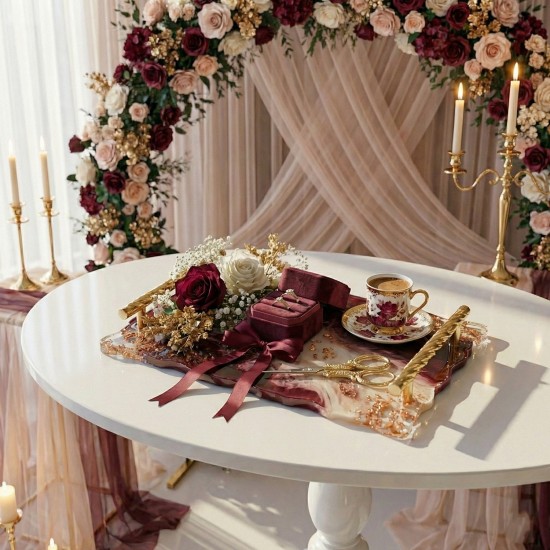 Epoksi Dikdörtgen Dalgalı Söz ve Nişan Tepsisi Kalıbı 29.5x20 CM