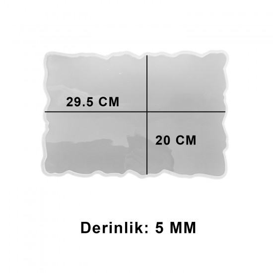 Epoksi Dikdörtgen Dalgalı Söz ve Nişan Tepsisi Kalıbı 29.5x20 CM