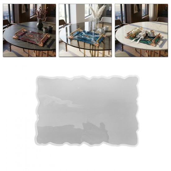 Epoksi Dikdörtgen Dalgalı Söz ve Nişan Tepsisi Kalıbı 26.5x17 CM