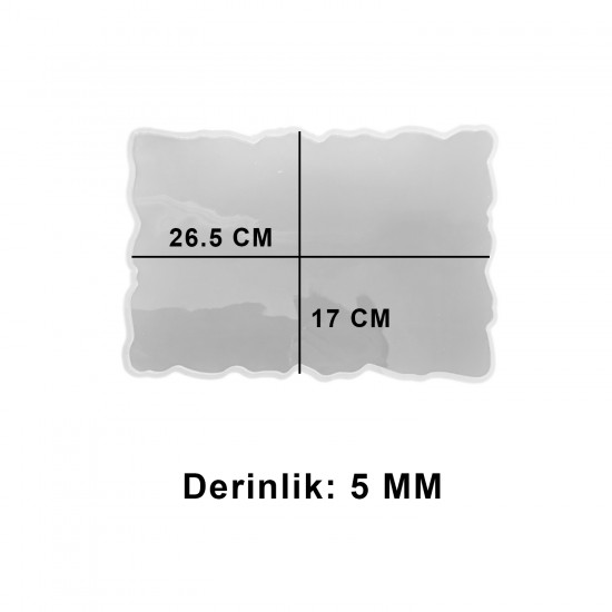 Epoksi Dikdörtgen Dalgalı Söz ve Nişan Tepsisi Kalıbı 26.5x17 CM