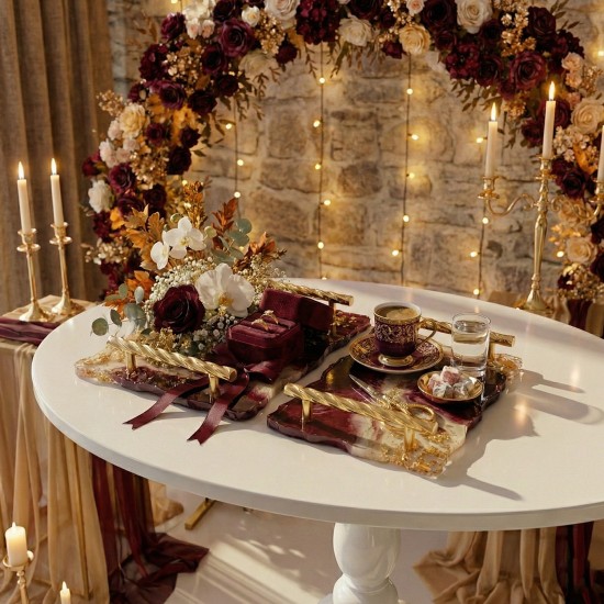 Epoksi Dikdörtgen Dalgalı Söz ve Nişan Tepsi Kalıbı Seti 2 Li