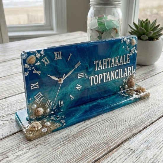 Epoksi Roma Rakamlı Saatli Fotoğraflık ve İsimlik Stand Kalıbı