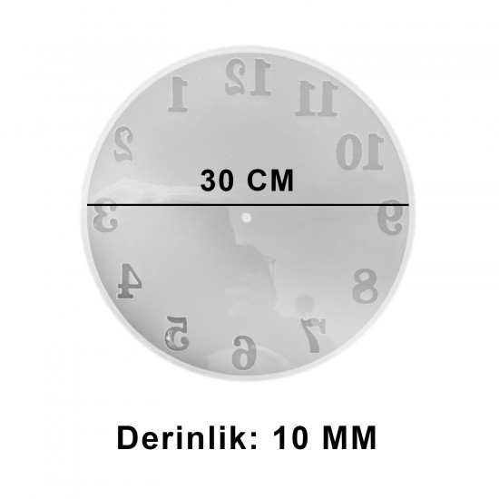 Epoksi Rakamlı Saat Kalıbı 30 CM
