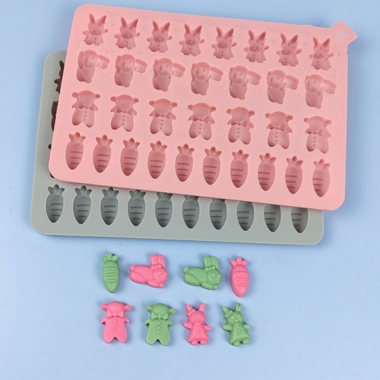 Silikon Tavşan Hayvan Havuç Figürleri Haribo Çikolata Ve Jelibon Kalıbı