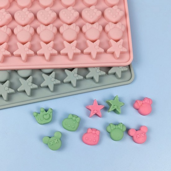 Silikon Mickey Mouse Ve Kral Tacı Yıldız Figürleri Haribo Çikolata Ve Jelibon Kalıbı