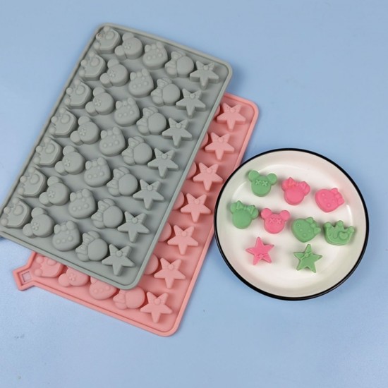 Silikon Mickey Mouse Ve Kral Tacı Yıldız Figürleri Haribo Çikolata Ve Jelibon Kalıbı