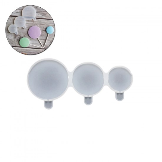Silikon Yuvarlak Model 3 Farklı Boy Şeker Lolipop Kalıbı