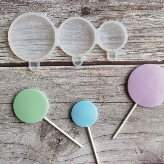 Silikon Yuvarlak Model 3 Farklı Boy Şeker Lolipop Kalıbı