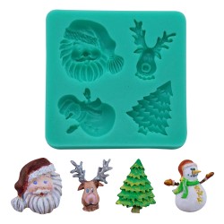 Silikon Yılbaşı Temalı (Kardan Adam, Geyik, Noel Baba, Çam Ağacı) Şeker Hamuru Kalıbı
