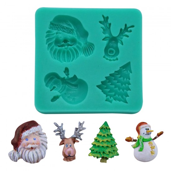Silikon Yılbaşı Temalı (Kardan Adam, Geyik, Noel Baba, Çam Ağacı) Şeker Hamuru Kalıbı