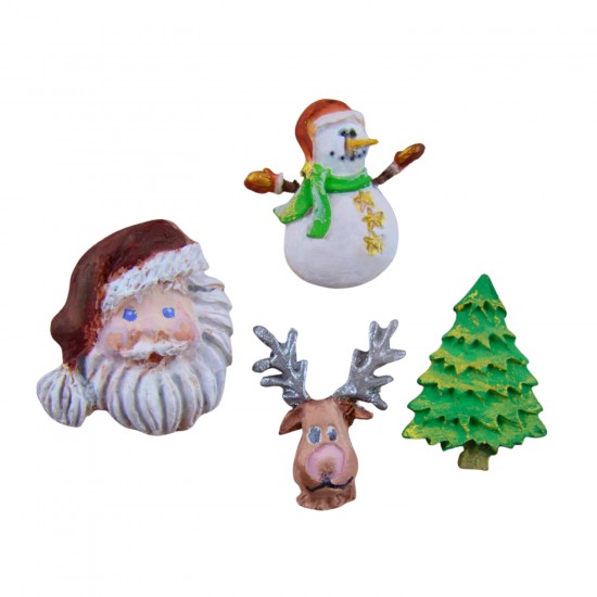 Silikon Yılbaşı Temalı (Kardan Adam, Geyik, Noel Baba, Çam Ağacı) Şeker Hamuru Kalıbı