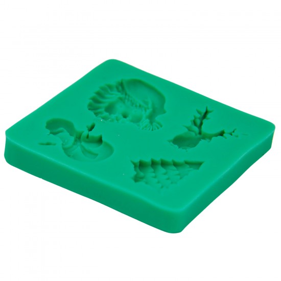 Silikon Yılbaşı Temalı (Kardan Adam, Geyik, Noel Baba, Çam Ağacı) Şeker Hamuru Kalıbı