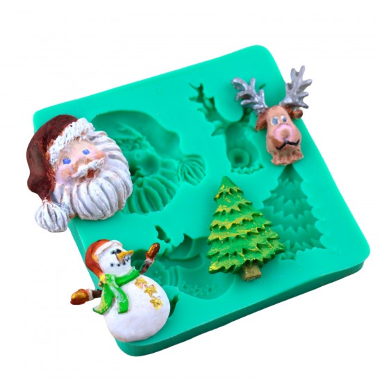 Silikon Yılbaşı Temalı (Kardan Adam, Geyik, Noel Baba, Çam Ağacı) Şeker Hamuru Kalıbı