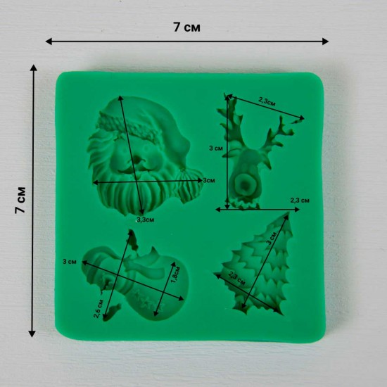 Silikon Yılbaşı Temalı (Kardan Adam, Geyik, Noel Baba, Çam Ağacı) Şeker Hamuru Kalıbı