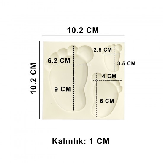 Silikon Bombeli Bebek Ayağı Şekilli Şeker Hamuru Kalıbı