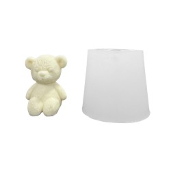 Silikon 3D Oturan Sevimli Ayıcık Mum Kalıbı