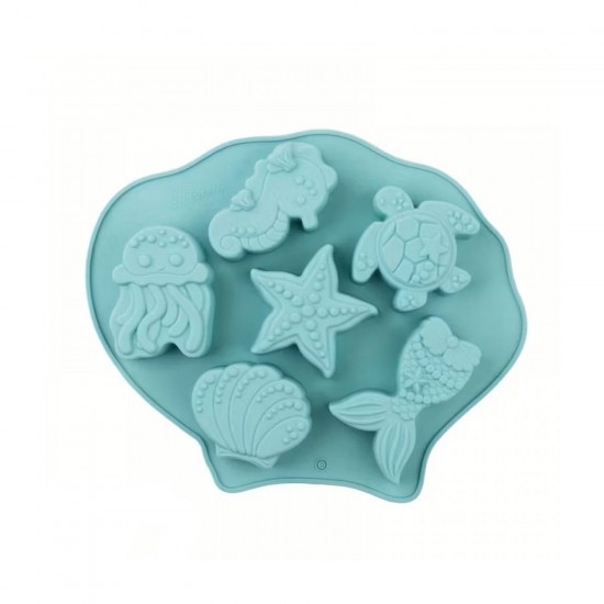 Silikon Kek Kalıp Çikolata Deniz Figürleri Kalıbı Şeker Hamuru Jelibon Taş Tozu Mum Kalıbı