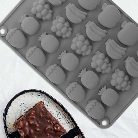 Silikon Meyve Figürleri (Çilek, Ananas, Üzüm, Muz, Elma) Haribo Çikolata Ve Jelibon Kalıbı