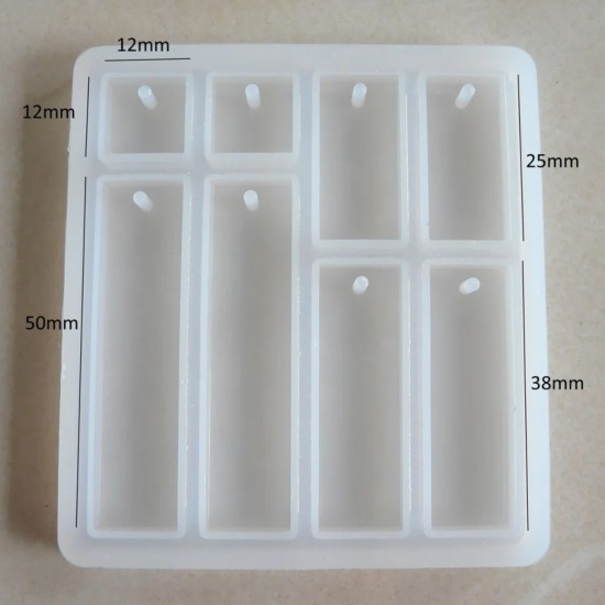 Epoksi Çoklu Anahtarlık Kare ve Dikdörtgen Model Delikli Kolye Küpe Kalıbı