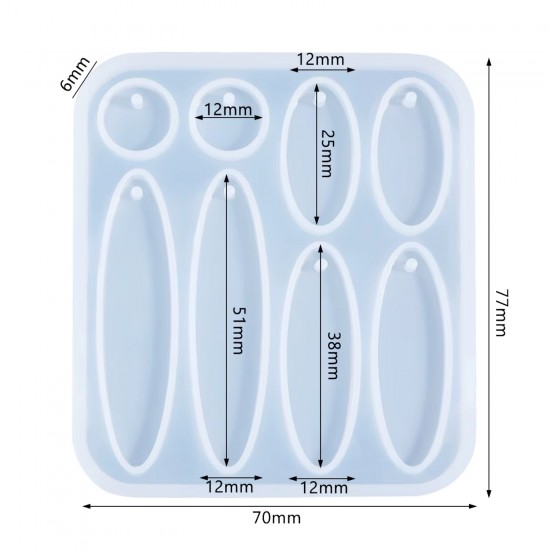 Epoksi Çoklu Anahtarlık Oval Ve Yuvarlak Model Delikli Kolye Küpe Kalıbı