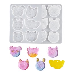 Epoksi Delikli Sevimli Hayvan Figürleri Kolye Ve Küpe Kalıbı 6 Lı
