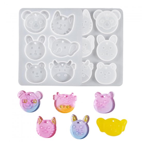 Epoksi Delikli Sevimli Hayvan Figürleri Kolye Ve Küpe Kalıbı 6 Lı